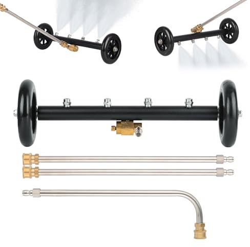 Dual-Function Undercarriage Cleaner, Water Broom Surface Cleaner for Pressure Washer, Car Chassis Washer Floor Cleaning 4000 PSI with Extension Wands and 90° Angled Wand Adjustable Angle Cleaning Tool