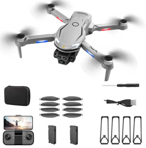 Drone with 3 Camera for Kids & Adults, 8K Mini Drones with Altitude Hold, One-Key Take Off/Landing, Headless Mode, 360° Flips, Speed Adjustment, Toys Gifts for Boys Girls, Beginner (Grey)