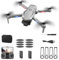 Drone with 3 Camera for Kids & Adults, 8K Mini Drones with Altitude Hold, One-Key Take Off/Landing, Headless Mode, 360° Flips, Speed Adjustment, Toys Gifts for Boys Girls, Beginner (Grey)