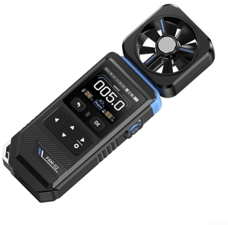 FAM-02 3-in-1 termometro anemometro, strumento di misurazione della velocità del vento professionale per HAVC, vela, pesca