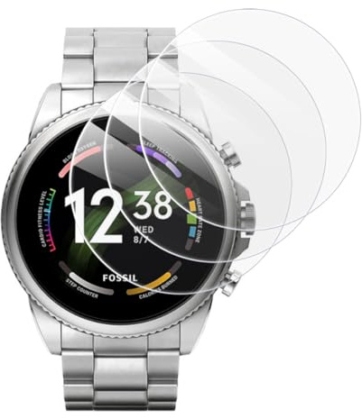 KARYLAX- 3 Pièces Protection d'écran en Verre Trempé, Dureté 9H, Protecteur Anti-Rayure Compatible pour Montre Connectée Fossil GEN 6 44mm FTW406