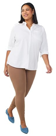 Zizzi Basic-Leggings Damen große Größen, Viskose, lang, mit Stretch | Lange Basic-Leggings aus weicher Viskose mit Stretch für Damen: hohe Taille, elastischer Bund, auch in großen Größen