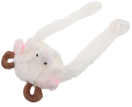 MUCKLILY Schafmütze mit Beweglichen Plüschohren Flauschige Wintermütze mit Ohrenwärmer Unisex Tierhut für Kalte Tage Cosplay Halloween und Alltag