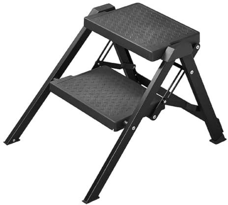Wohnwagen Trittstufe Aluminium EN14183:2003 595 x 460 x 200/400 mm schwarz Trittstufe klappbar Tritthocker klappbar für Wohnmobil Wohnwagen Haushalt bis 150kg