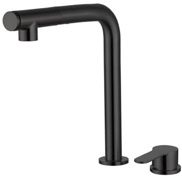 Grifo Cocina Abatible y Extraible Plegable Bajo Ventana Modo Dual Grifos de Fregadero Monomando Oculto Elevación-Negro