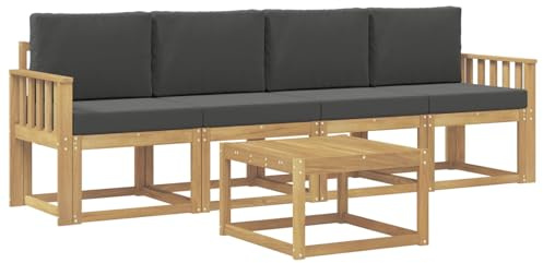 vidaXL Outdoor-Sofagarnitur mit Kissen 5 pcs Weiß und Anthrazit, Garten, modernes Outdoor-Sofa, gemütliche Lounge-Sitzgruppe für Terrasse