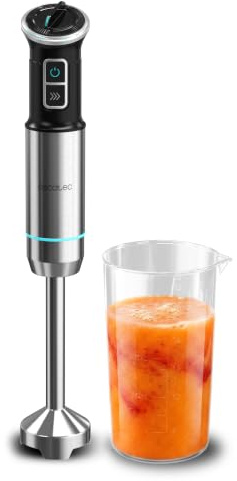 Cecotec Batidora de Mano Power Neutron 1100MAX Ultra. 1100W, Cuchillas de Titanio Negro, Pie Extralargo, Campana Antisalpicaduras, Fácil Desmontaje, Velocidad Ajustable y Función Turbo
