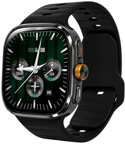 Greencho Premiums - Smartwatch Android da uomo e donna con SIM 4G, AMOLED Smart Watch con Play Store, Google Maps, fotocamera, GPS, Wi-Fi, chiamate Bluetooth, impermeabile, batteria da 1100 mAh, nero