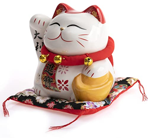 lachineuse Gatto Giapponese Speciale Fortuna, Porcellana, Bianco, 12 x 13x 11 cm