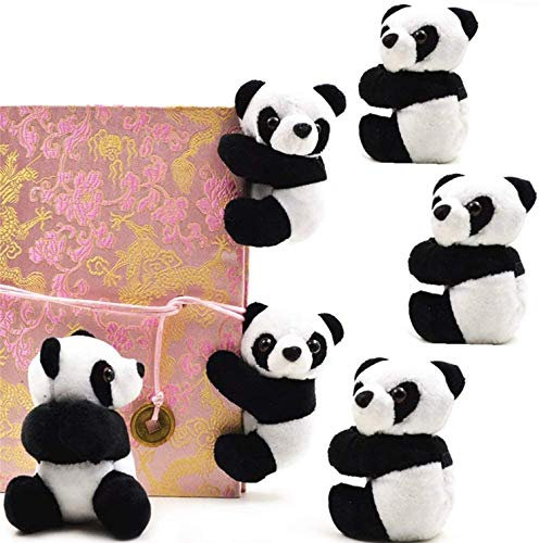 Poluka 6 Pcs Finger Panda Plush Panda Clips Curtain Holder Photo Holder Stand Chinese Style Tourism Souvenir Cute Panda Plush Toy Finger Kids Toy,Home Decoration Plant Pots Bonsai Craft Decor