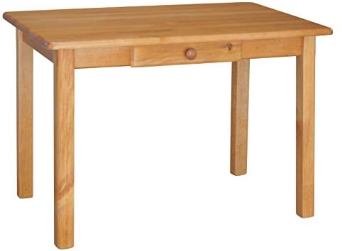 k koma Esstisch Massiver Kiefernholztisch mit Schublade in Erlenholz-Look – Eleganz in der Farbe Alder, 120 x 80 cm