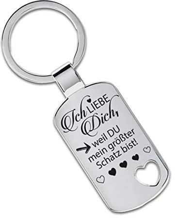 Lieblingsmensch Schlüsselanhänger Modell: Ich liebe dich, weil Du mein größter Schatz bist! - Ausgestanztes Herz