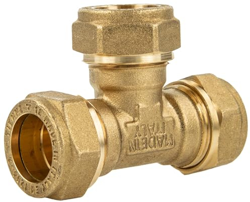 Klemmringverschraubung, T-Stück 12 x 12 x 12 mm, für Trinkwasser gemäß DVGW W 534 geprüft und zugelassen, auch für Solaranwendungen, Messing