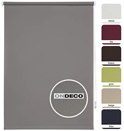 ondeco Tageslichtrollo ohne Bohren, Klemmfix Sichtschutzrollo Seitenzugrollo Klemmrollo, lichtdurchlässig und Blickdicht Grau 75x160 cm