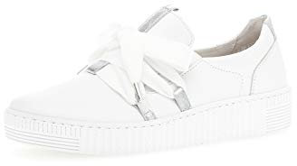 Gabor Damen Low Top Sneaker, Frauen Halbschuhe,lose Einlage,Best Fitting,schnürschuhe,schnürer,Plateausohle,Weiss/Silber (Ice),39 EU / 6 UK
