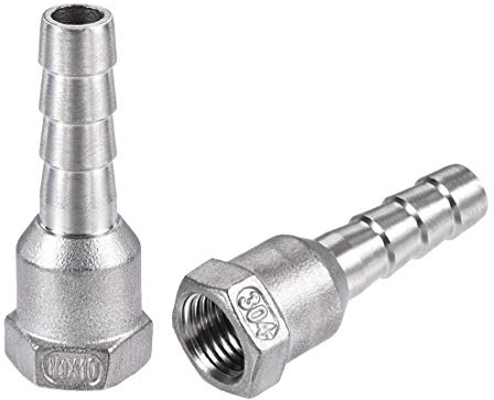 sourcing map 304 Edelstahl Schlauchtülle Schlauchanschluss Fitting Kupplung 10mm Barb x G1/4 Innengewinde Rohradapter