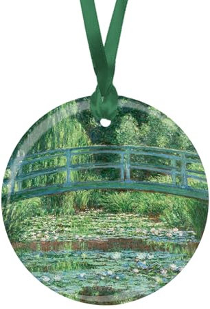Weihnachtsbaumschmuck, Porzellan, Monet, japanische Fußbrücke, feine Kunst, Andenken, Ornament von RainCaper