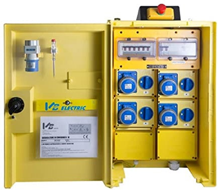 Quadro elettrico VTR PRIMARIO LED 4 PRESE 4X 2P+T 16A 230V IP67 9 Kw con FUNGO portatile da cantiere in vetroresina CE