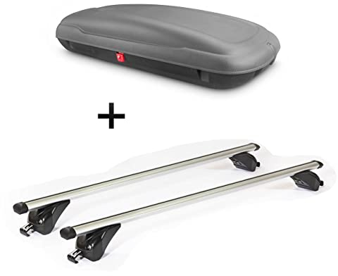 Dachbox VDP-BA400 + Dachträger/Relingträger VDPKING2 kompatibel mit Audi Q5 (8R) (5 Türer) 8-14