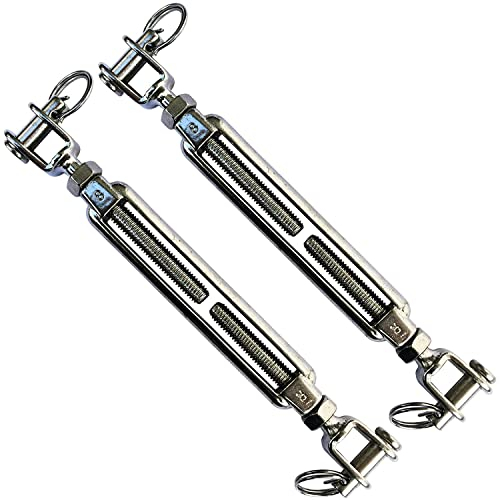 Edelstahl VA4 Seilspanner Wantenspanner Drahtseil Spannschloss Drahtspanner Spannschraube Spanner - 2 Stück (Gabel x Gabel (Offen) - M8)