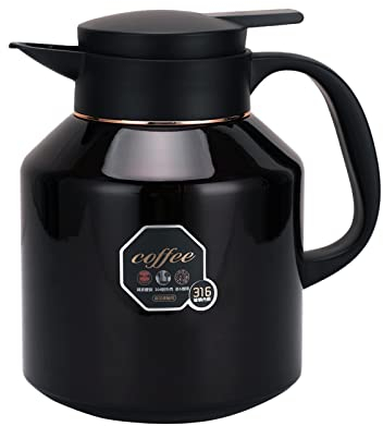 HotTopStar 1.7L Thermal Coffee Carafe, Insulated Carafe Jug, Double-Wall Vacuum Tea Pot, 316/304 Stainless Steel Insulated Jugs Flask for Coffee, Tea, Water, Drink-Black