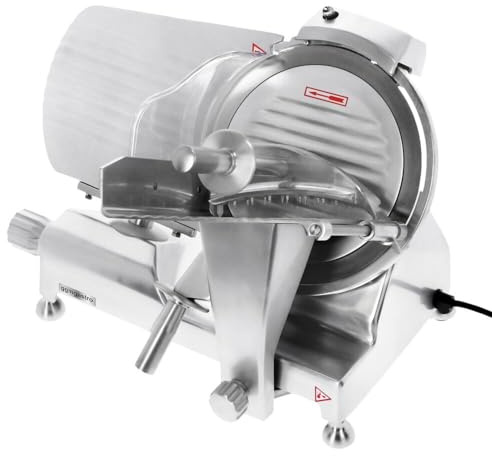 GGM Gastro Aufschnittmaschine 250W 300mm | Hochwertiger Edelstahl AISI 304, inklusive Schleifstein, zeitsparende Reinigung, integrierter Handschutz, stabil & sicher