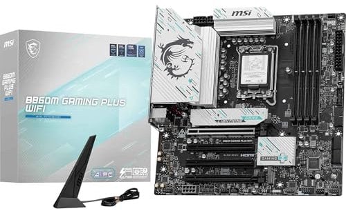 MSI B860M GAMING PLUS WIFI Motherboard, mATX - Supports Intel Core Ultra Processors (Series 2), LGA 1851 - DDR5 Memory Boost 8600+ MT/s (OC), PCIe 5.0 x16, M.2 Gen5, Intel Killer 5G LAN, Wi-Fi 7