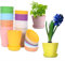 DETENG Lot de 16 pots de fleurs d'intérieur en plastique avec palette, conteneurs décoratifs modernes (8 couleurs)