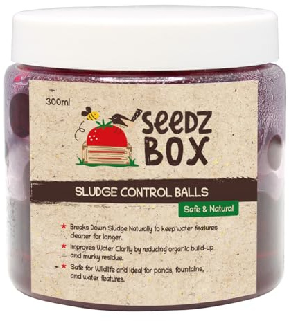 Pond Clear Water Treatment - Pond Sludge Cleaner - Safe For Pets And Fish - Natural Pond Sludge Control Balls 300ml - 1 Pot Treats 1350 Litres - Use Three Times A Season - Seedzbox