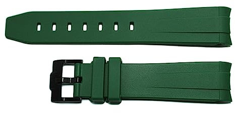 AIMVALUE Bracelet de montre en caoutchouc pour swatch x Omega Moonswatch compatible noir bleu foncé rose marron rouge vert orange blanc boucle courbe de 20 mm avec boucle noire, 20 mm, Caoutchouc