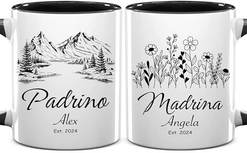 Heulinwen Juego de 2 tazas de café personalizadas con propuesta de padrinos 2024, Madrina y Padrino, Quieren Ser Mis Padrinos De Bautizo, Padrinos De Bautizo Propuesta, Quieres Ser Mi Madrina De