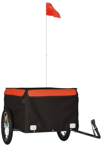 vidaXL Rimorchio da Bici Nero e Arancione 45 kg in Ferro
