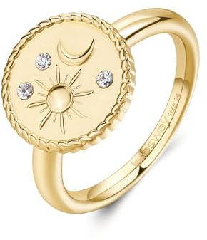 Brosway Ring Frau aus Edelstahl mit Symbolen Mond/Sonnenschein, Ring Frau Kollektion CHAKRA - BHKR004C