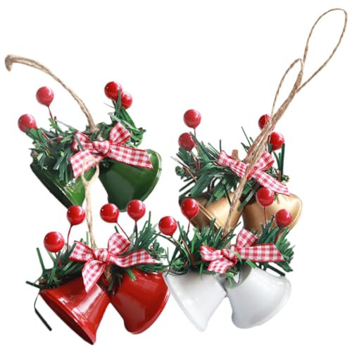TOYANDONA 4 Stück Weihnachtsdekoration Weihnachtsglocken Zum Aufhängen Christbaumschmuck Weihnachtsglocke Zum Aufhängen Schlittenglocke Weihnachtsgirlandenglocken DIY Wanduhr Metall Haushalt