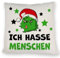 Weihnachtsmuffel Kissen mit Spruch Ich Hasse Menschen EIN DekoKissen für die Couch Motiv Weihnachtsmotiv WeihnachtsKissen Weihnachten Spruch Sofa Lustig
