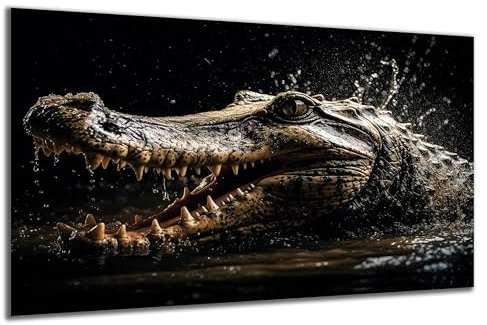DARO Design - Wand-Bild auf 6mm HDF 70x50 cm Krokodil Maul offen - Wand-Deko Bilder Geschenk