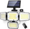 Rafow Solarlampen für Außen mit Bewegungsmelder - Dualsensor 342 LED 4000LM 7000K für Sicherheitsbeleuchtung im Außenbereich – IP65 wasserdicht & Flutlicht mit Fernbedienung für Hof,Garten 5m Kabel