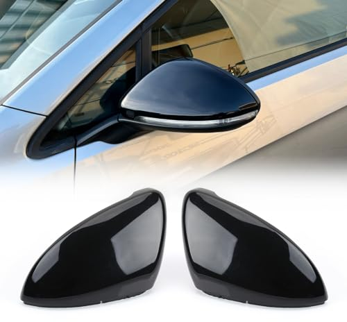 GEARMONSTER Auto Spiegelkappen, Rückspiegelgehäuse, Rückspiegelkappe Ersatz Seitenspiegel Abdeckung Kompatibel mit VW Golf MK7 7.5 GTI, für VW Touran, Glänzend Schwarz, 1 Paar