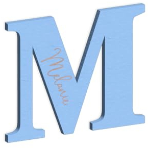 Alsino Buchstabe aus Holz - 4mm Dicke Birke Holzbuchstaben Wunschtext/Schriftzug mit Gravur - Buchstaben Türbeschriftung Kinderzimmer Wohnzimmer, Material wählen:Birke Multiplex-blau