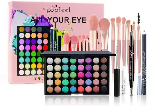 LHLXZQ Augen Schmink Set, Komplettes Kosmetik Starter Kit für Frauen, 02B | mit 40 Farben Lidschatten Palette Mascara Augenbrauen stift Eyeliner Eyeshadow Pinsel, Multifunktions Makeup Set für Augen