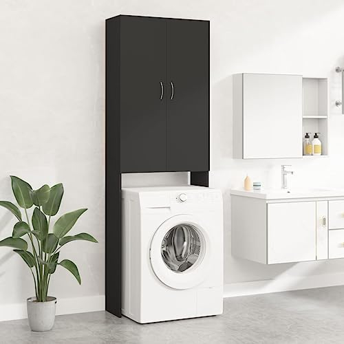 Willood Mobile per Lavatrice Nero 64x25,5x190 cm