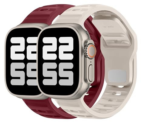 ELETTRONEO UC2 Correa Deportiva para Apple Watch Ultra 3 2 49mm, Series 11 10 46mm, 9 8 7 45mm 41mm, SE 6 5 4 44mm 40mm, 3 2 1 42mm 38mm Pulsera Strap, 2 piezas