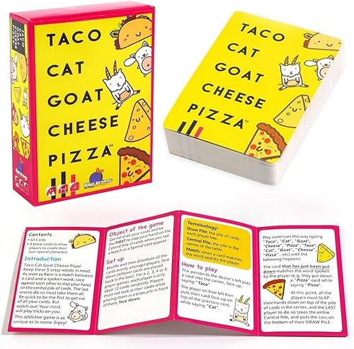 LGWJHCY Taco Gato Cabra Queso Pizza Juego de Cartas de Mesa Juego de Fiesta 2-8 Jugadores Juegos De Cartas Juegos Familiares,Juego de Fiesta para Niños y Adultos
