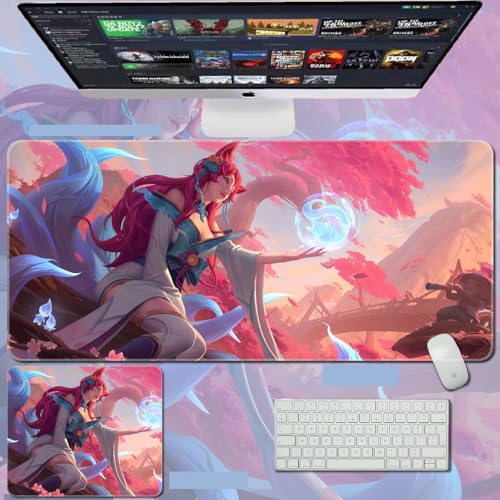 Fox Girl Tapis de Souris Gaming XXL, Tapis de Souris Antidérapant avec Base en Caoutchouc, Desk Mat pour PC et Ordinateur Portable (29)