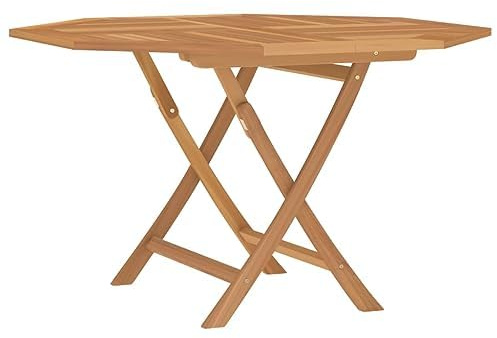 Canditree Table de Jardin Pliante en Bois de Teck avec Trou de Parasol | Table à Manger Octogonal Pliable D'extérieur