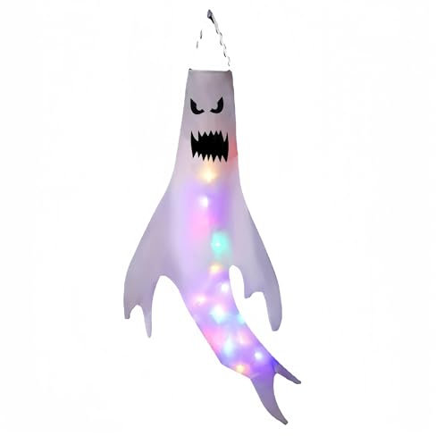 Manga de Viento Fantasma, Bandera de Mangas de Viento de Halloween Paquete de 4 Decoración Colgante Al Aire Libre para Halloween Hogar Patio Jardín Decoración