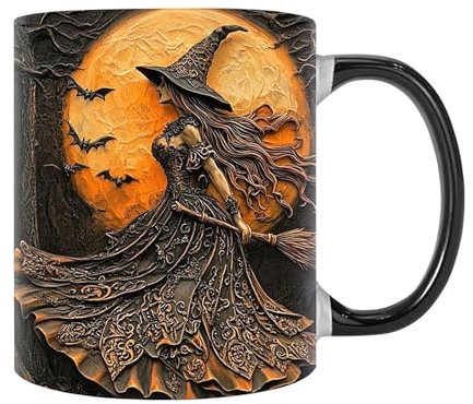Taza De Café De Bruja - Tazas De Café Expreso De Halloween De 350 Ml | Tazas De Cerámica Con Estilo Para Halloween, Taza Con Decoración De Bruja, Taza De Café De Terror Para Halloween, Elegant
