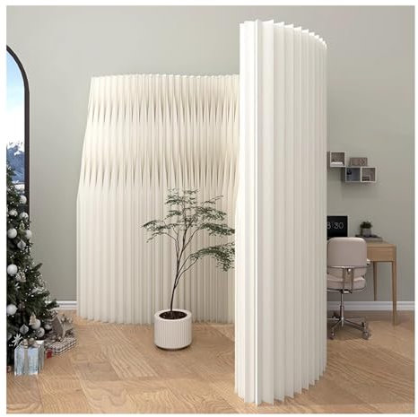 Raumteiler Klappbare Raumteiler, Sichtschutz, Trennwand, Einziehbarer Raumteiler, Doppelseitiges Design, Freistehende Trennwände Aus Papier(5x2.4 m/16.4x7.87 ft)