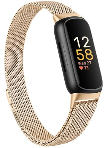 JKD Metal Bands Compatible with Fitbit Inspire 3 Bands for Women Men, Soft Stainless Steel Band Mesh Loop Strap Replacement Magnetic Wristband Accessories for Fitbit Inspire 3 Fitness Tracker