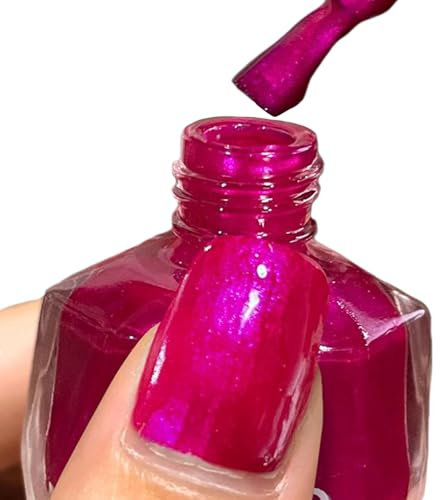 Pink Nail Polish, Neon Hot Pink Bright Pink Nail Varnish, Quick Dry Holographic Long Lasting Chrome Pearl Nail Polish, No Need UV LED Lamp Nail Art Manicure DIY Home Nail Salon for Women